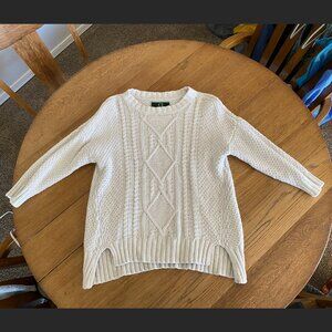 L - Cable Knit - White Sweater